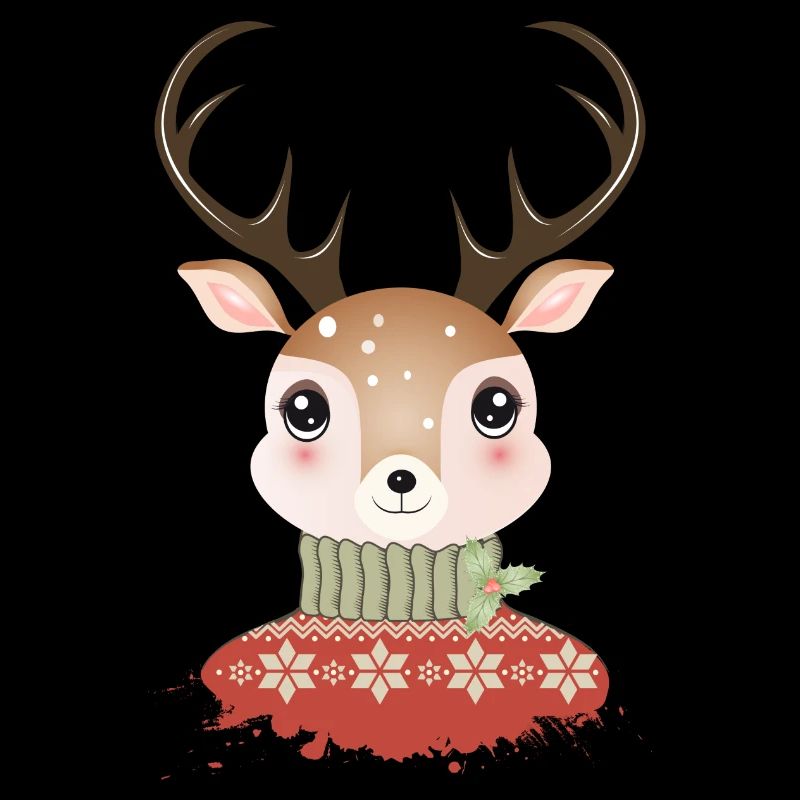 cerf chic mignon avec pull de Noël