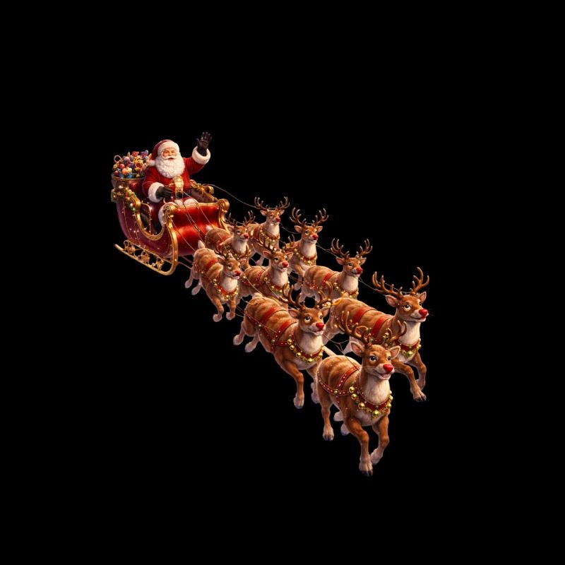 Santa mit Schlitten