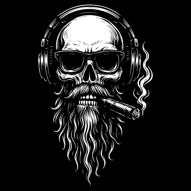 Crâne monochrome DJ avec barbe