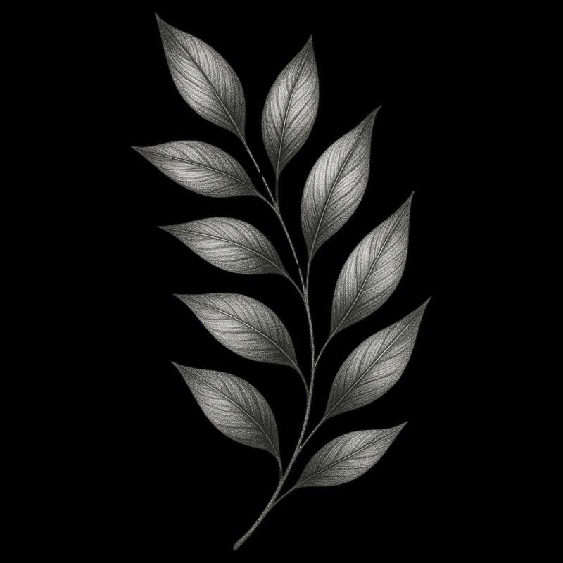 Gray Leaf Branches Botanical Minimal Lines