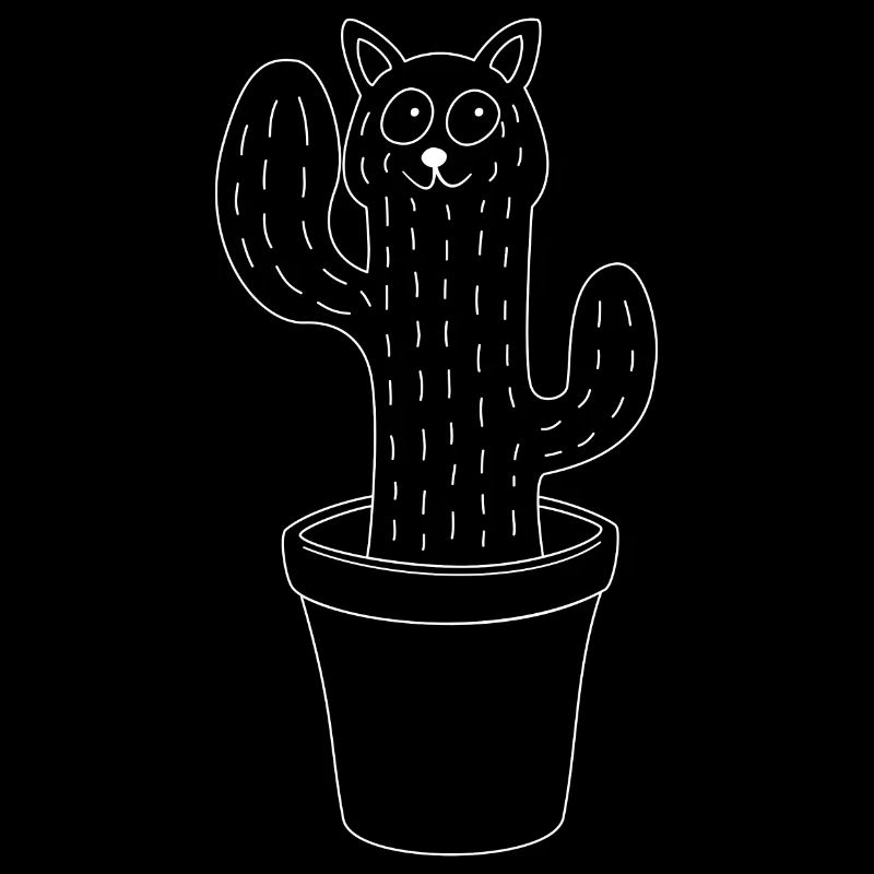 Chat - Cactus - Pot de fleurs
