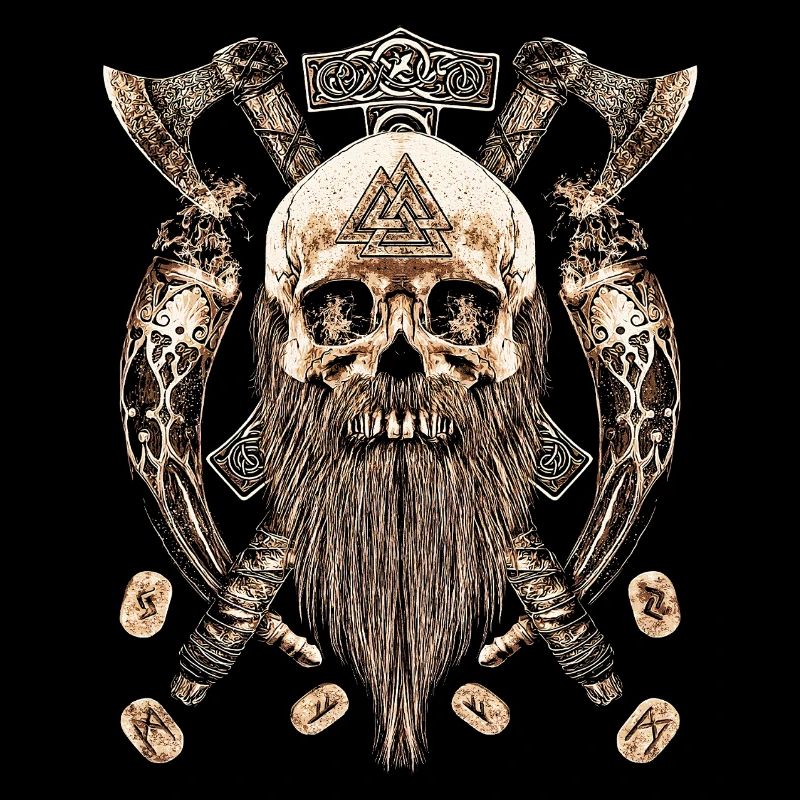 Valhalla Sigil Viking  Tête de mort Squelette Goth