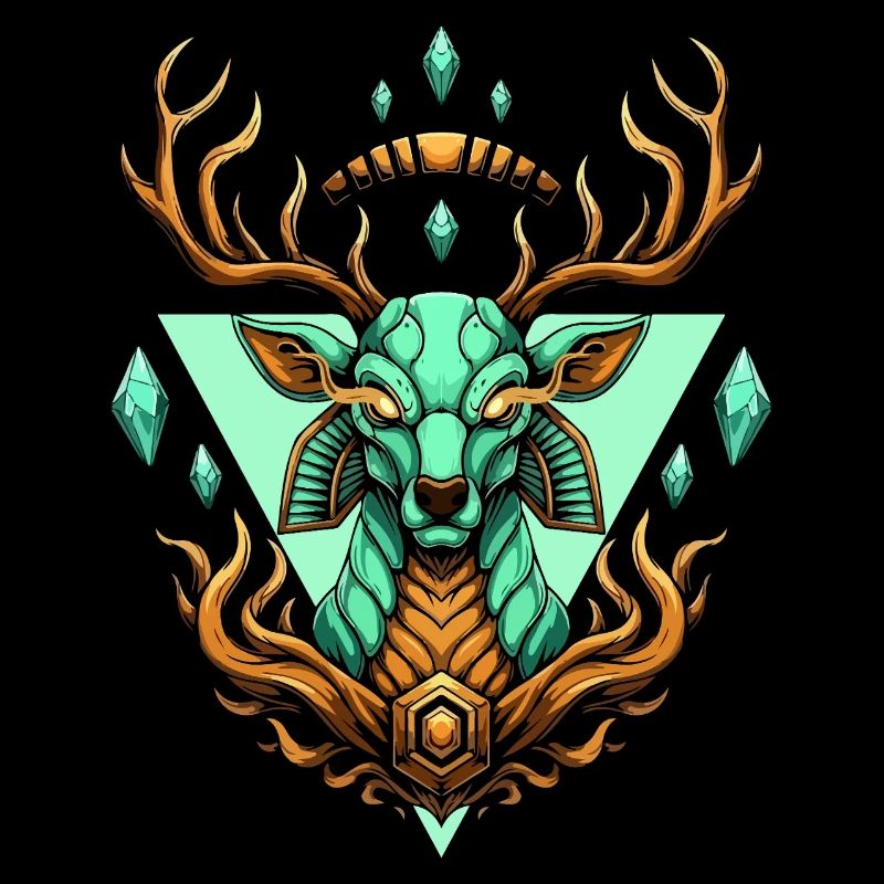 Cerf turquoise géométrique féerique