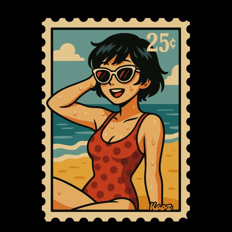 Guirlande de soleil d’été timbre-poste rétro