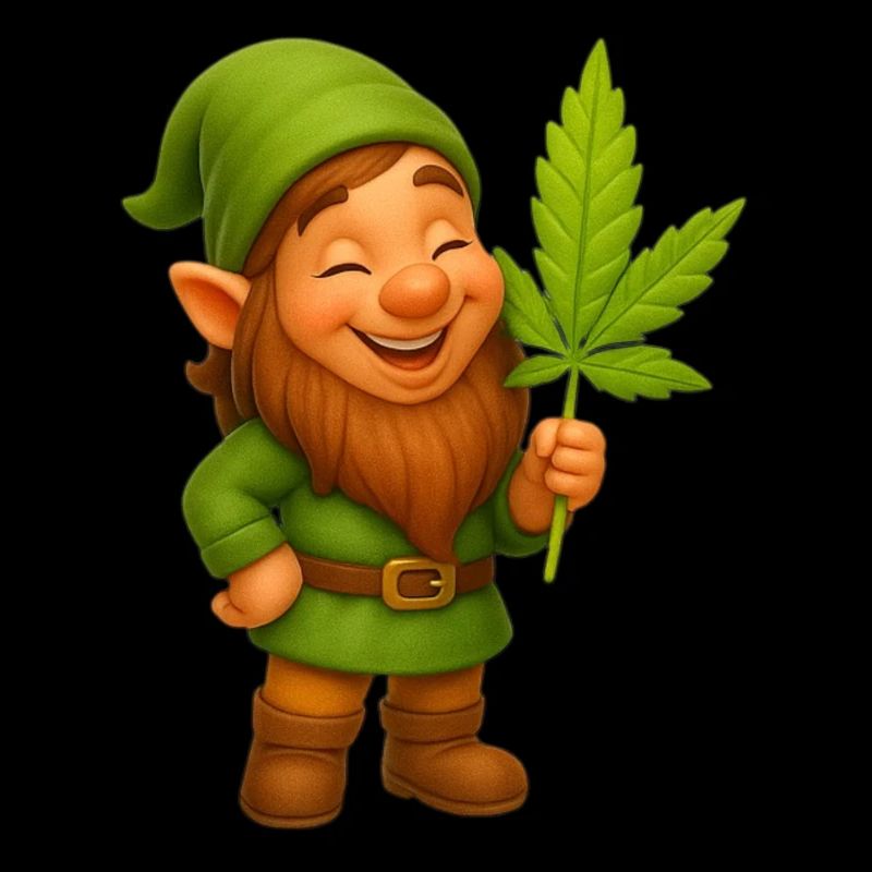 Knuffiger Zwerg mit Hanfblatt - Cannabis