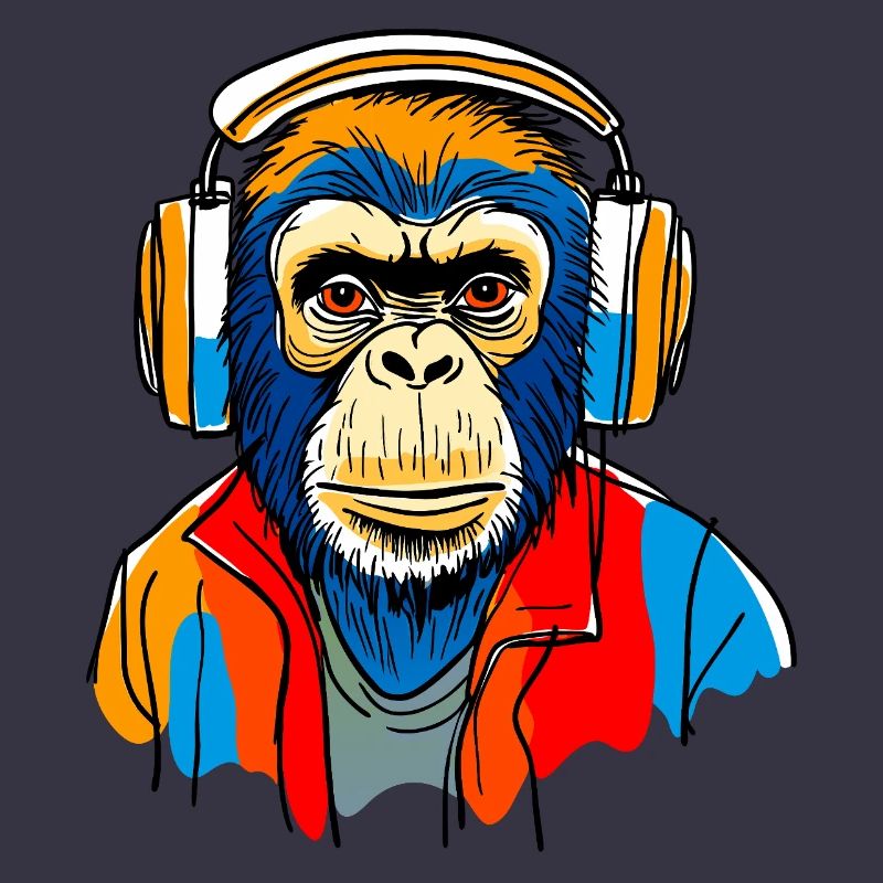 Singe avec casque