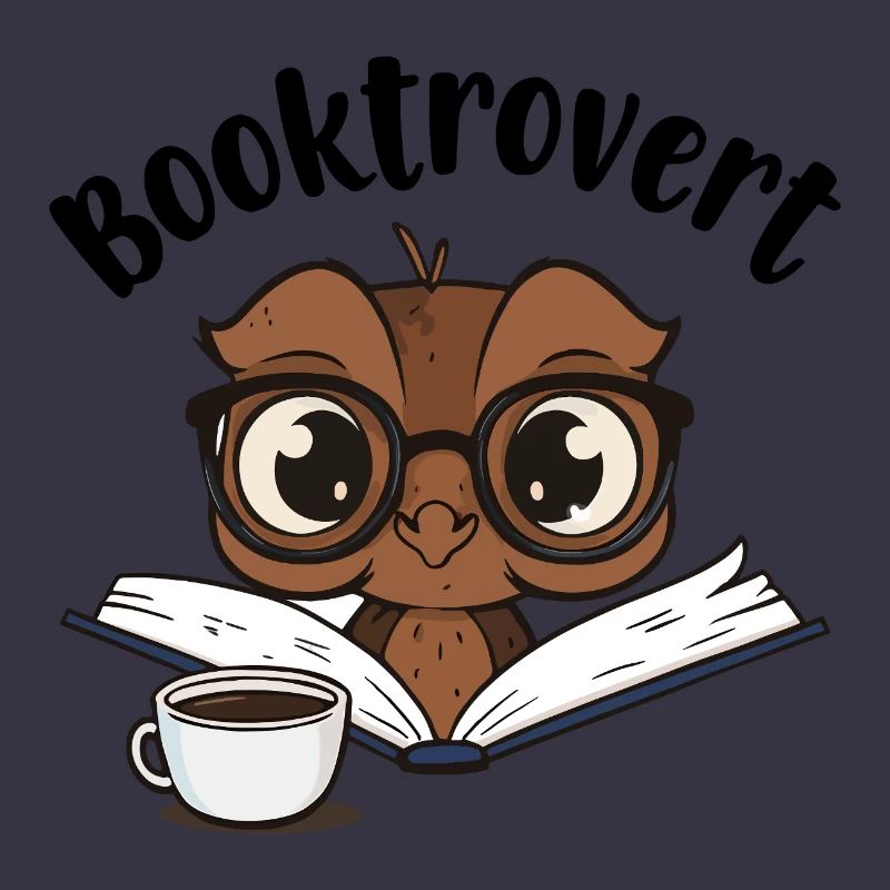 Booktrovert Eule mit Buch und Kaffee