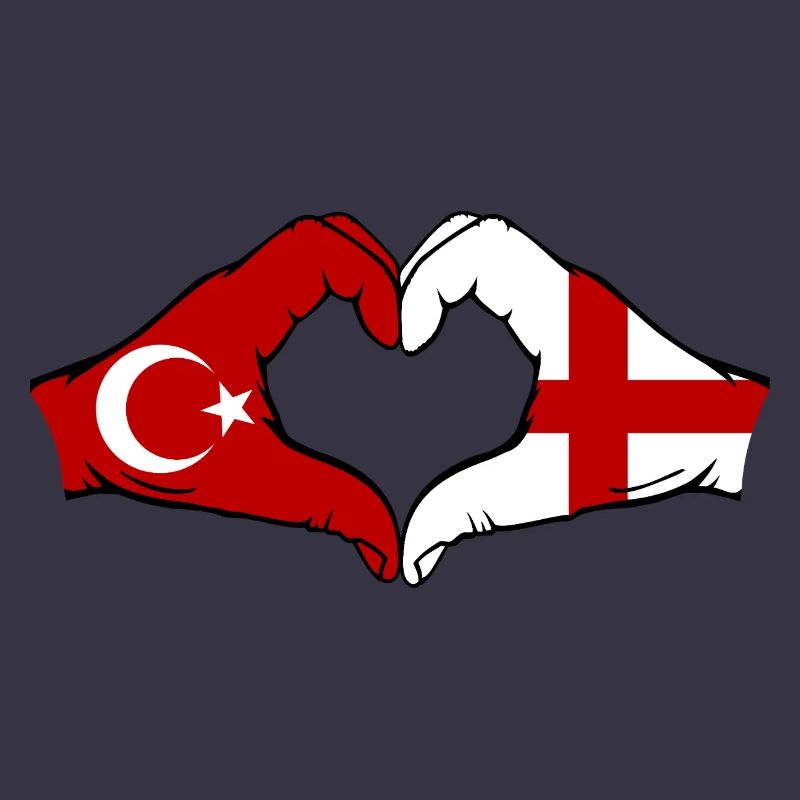 Turquie Angleterre Drapeau Mains Coeur Forme