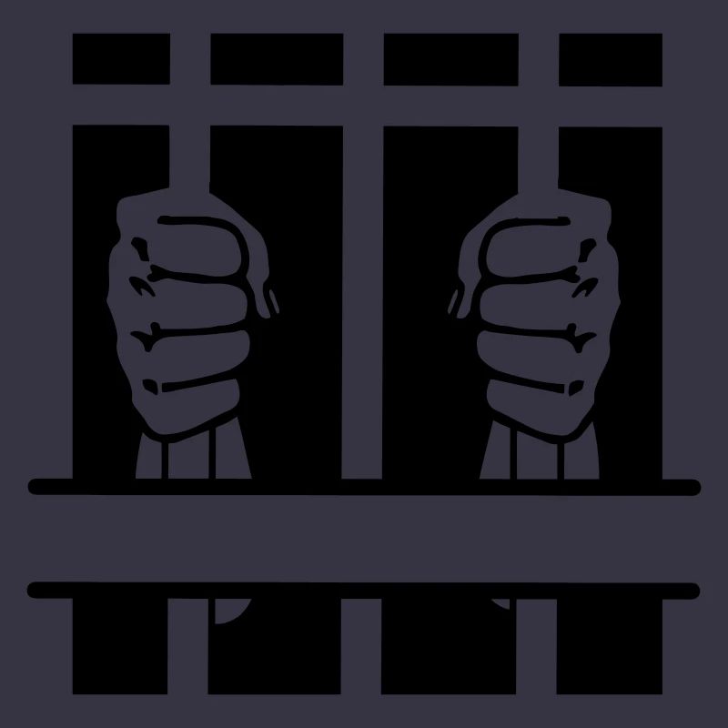 Zwei Fäuste hinter Gittern und Leerzeichen