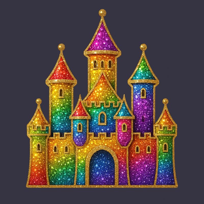 Regenbogen-Glitzer-Schloss-Design