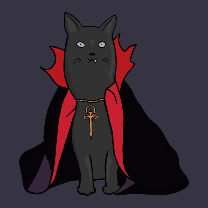 Mitternachts-Vampirkatze mit Umhang