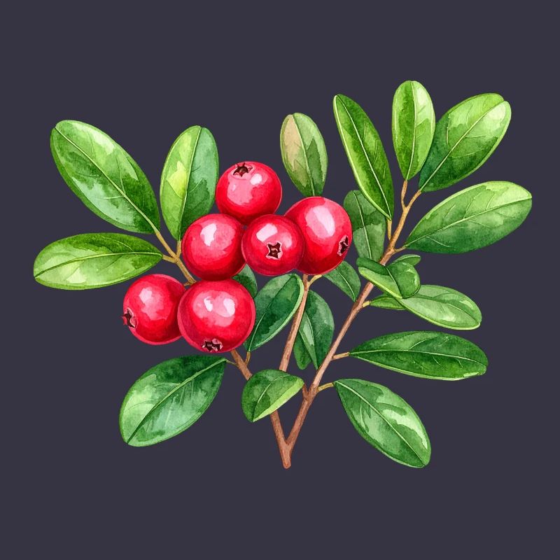 Preiselbeere – botanisches Aquarell