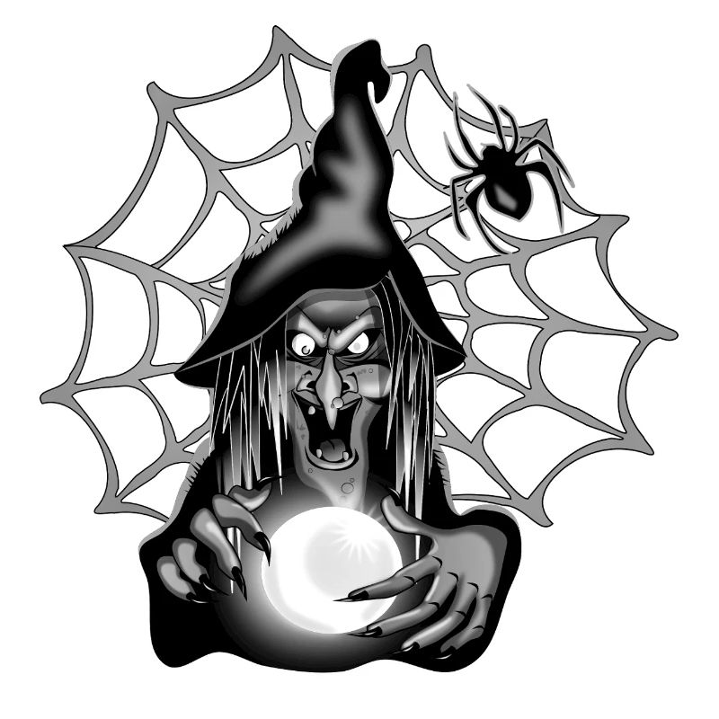 Witch with a Ball and a Cobweb
