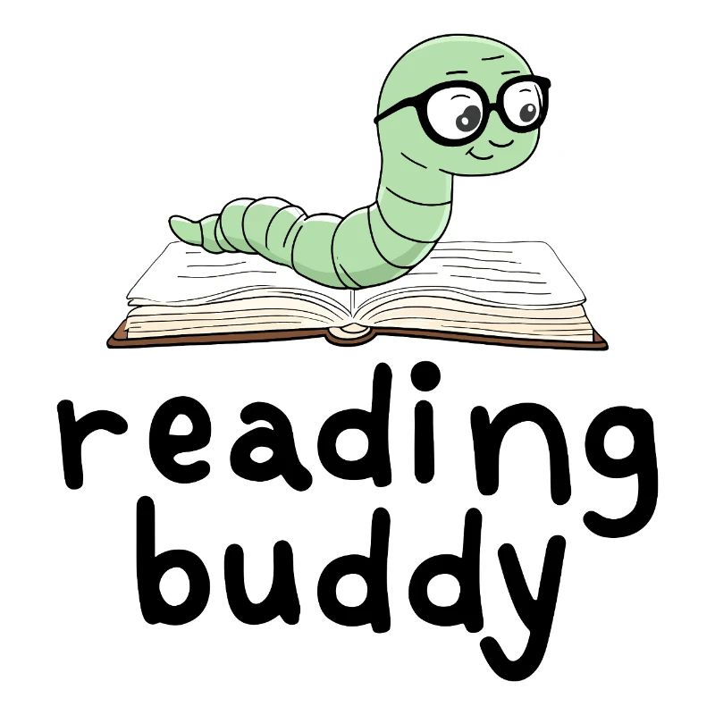 Reading friend Cute bookworm with book