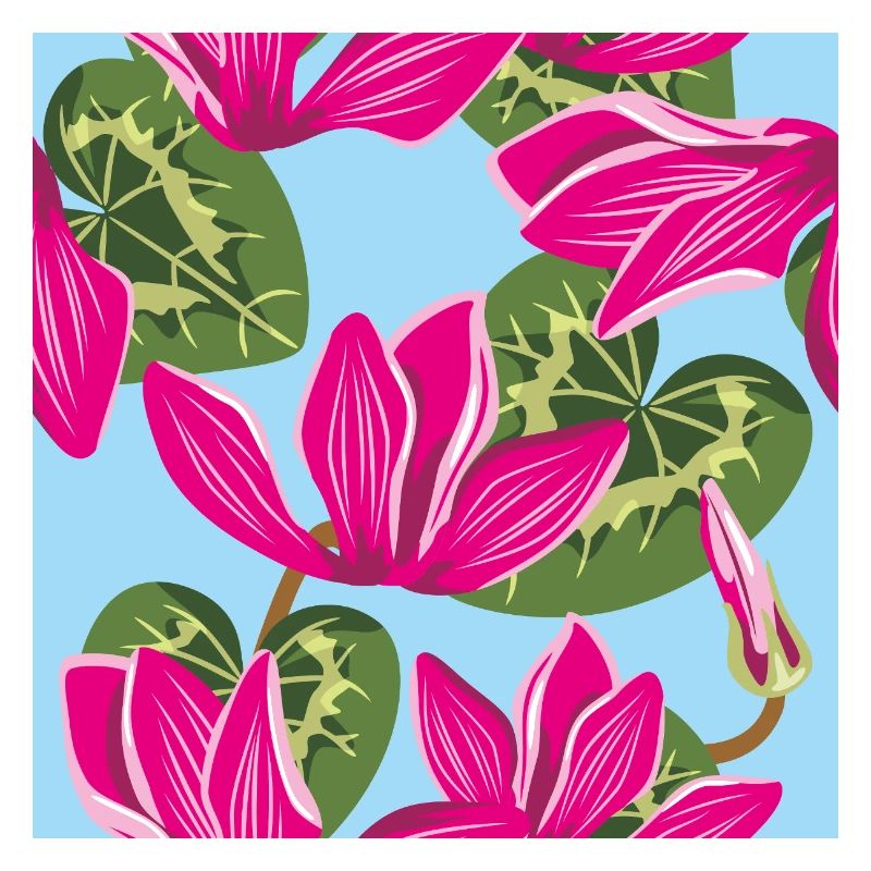 Bright pattern with cyclamen flowers