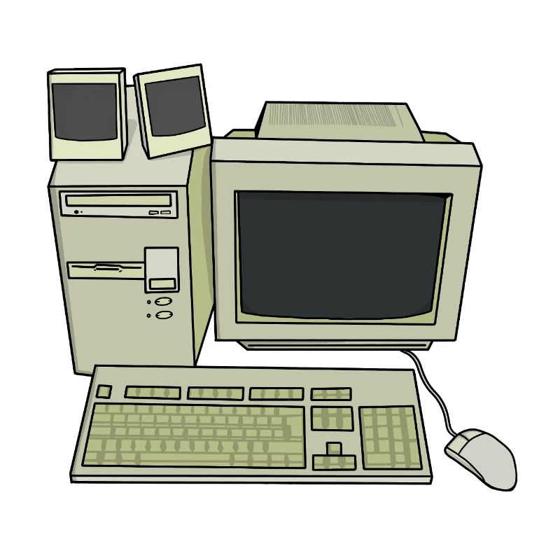 Retro Computer Desk Einrichtung