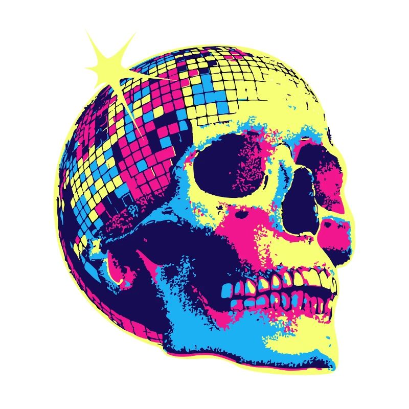 Neon Disco Skull