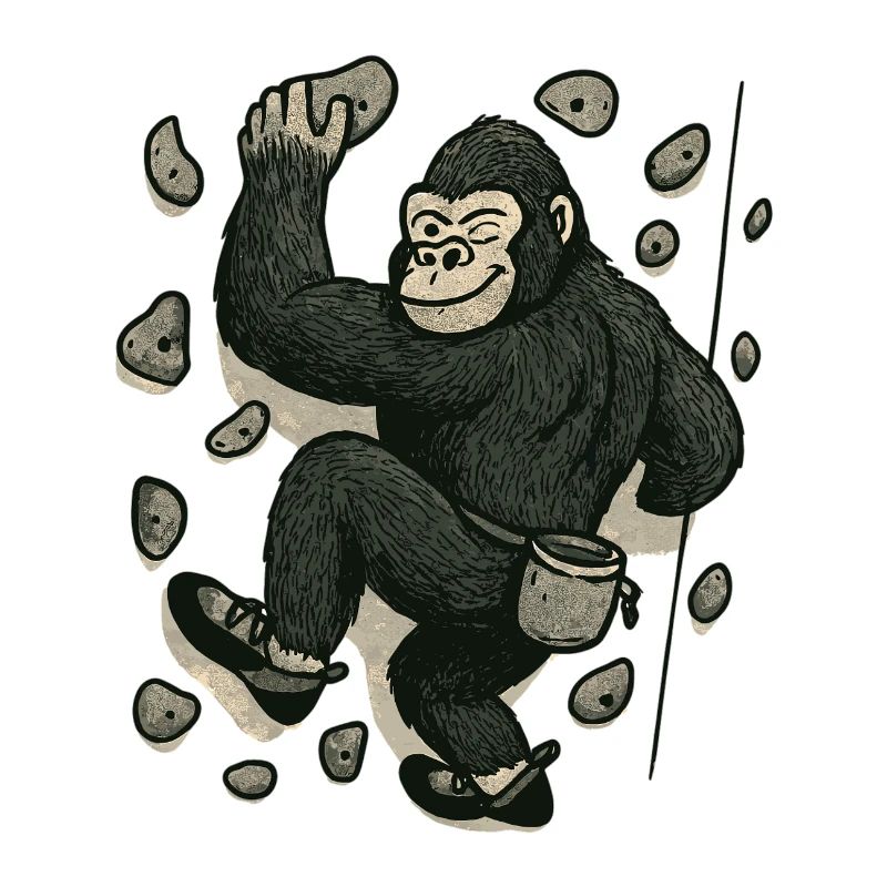 Bouldering gorilla – monkey on the climbing wall