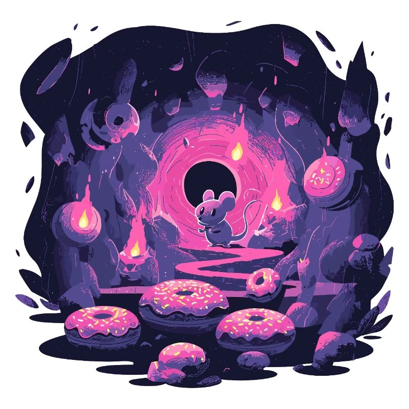 Neon Mäusehöhle mit Donuts