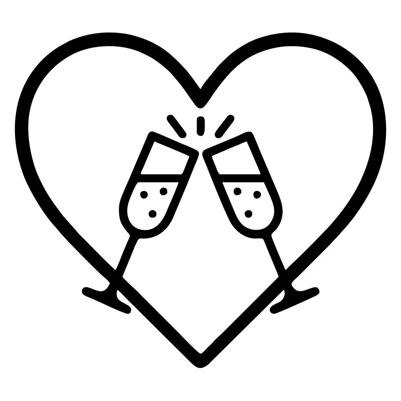 Sparkling Glasses Heart Bubbles Cheers Gift