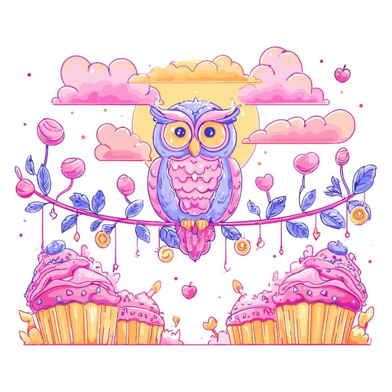 Pastell Eulenzauber über Cupcakes