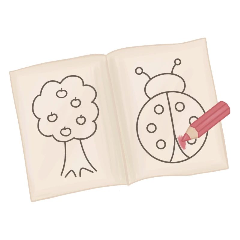 Tree and Ladybug Doodle Sketch