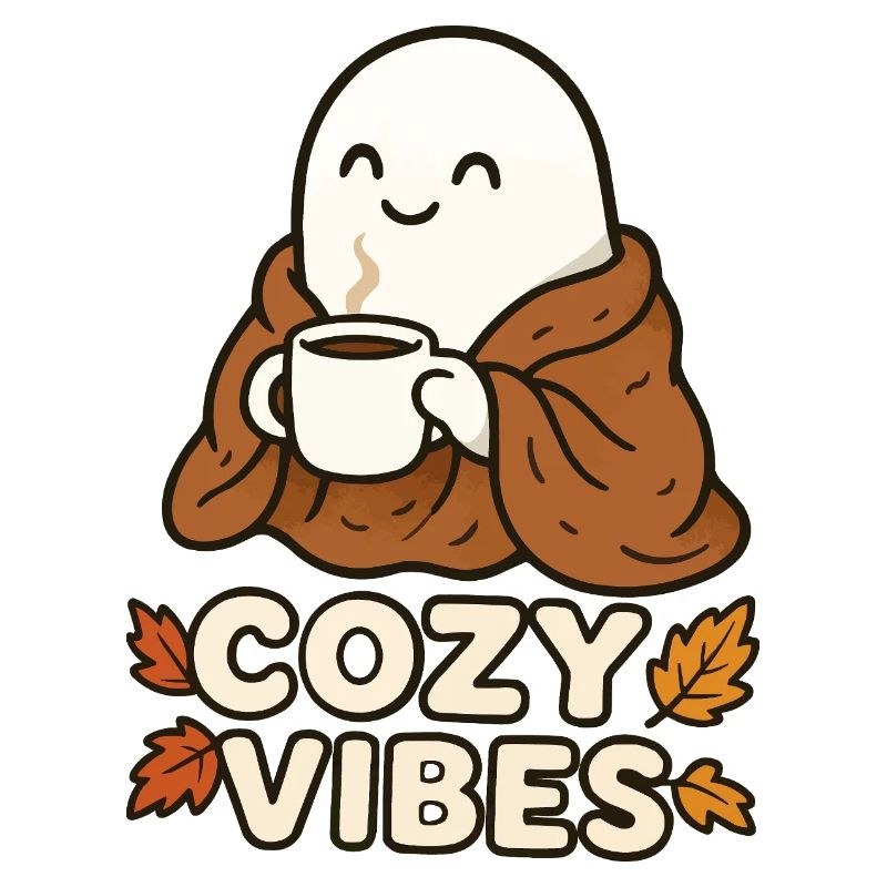 Cozy Vibes Ghost with Mug