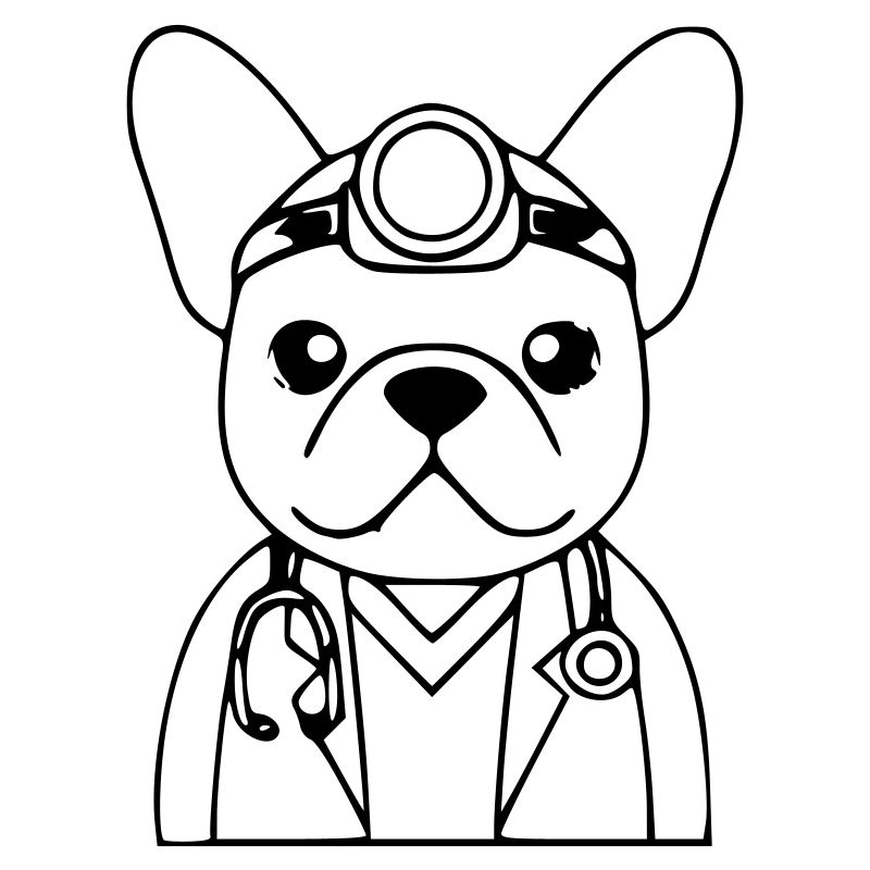 Frenchie Arzt Stethoskop Outline