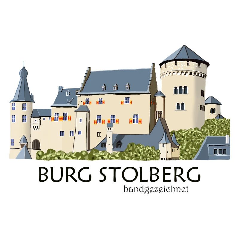 Stolberg Castle, Eifel, Middle Ages Hand Drawing