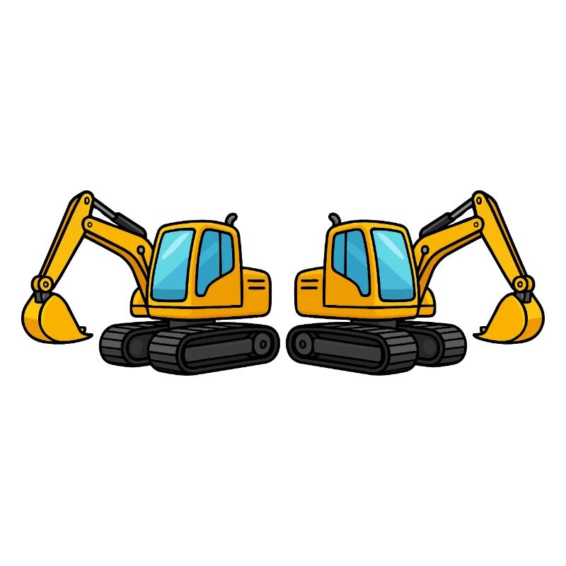 Double construction machinery silhouette
