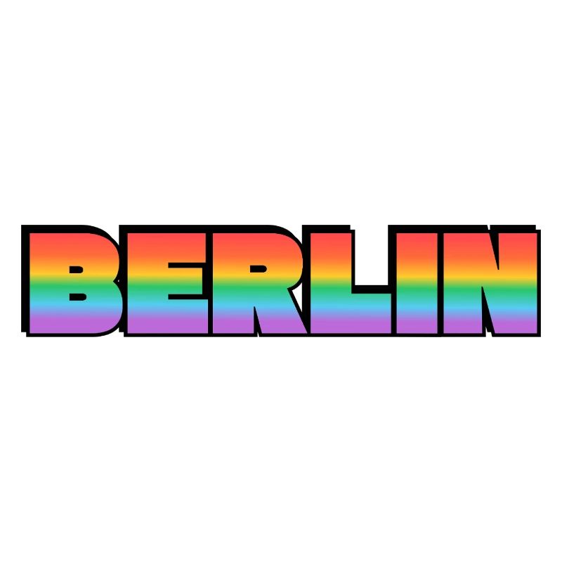Berlin Rainbow Gradient Text LGBT