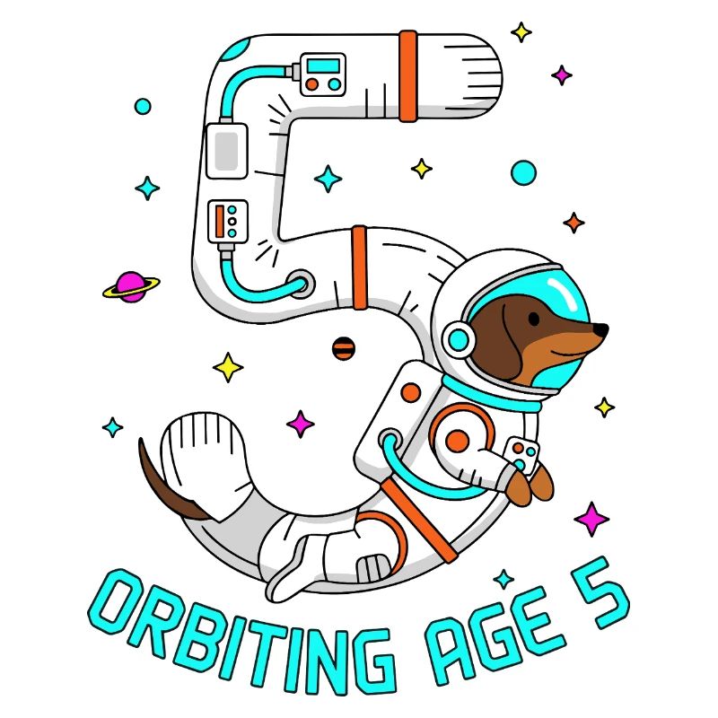 Orbiting Age 5 Dachshund Space