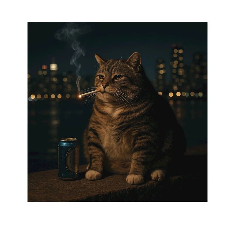 Funny Smoking Cat Meme Stupid Brainrot 