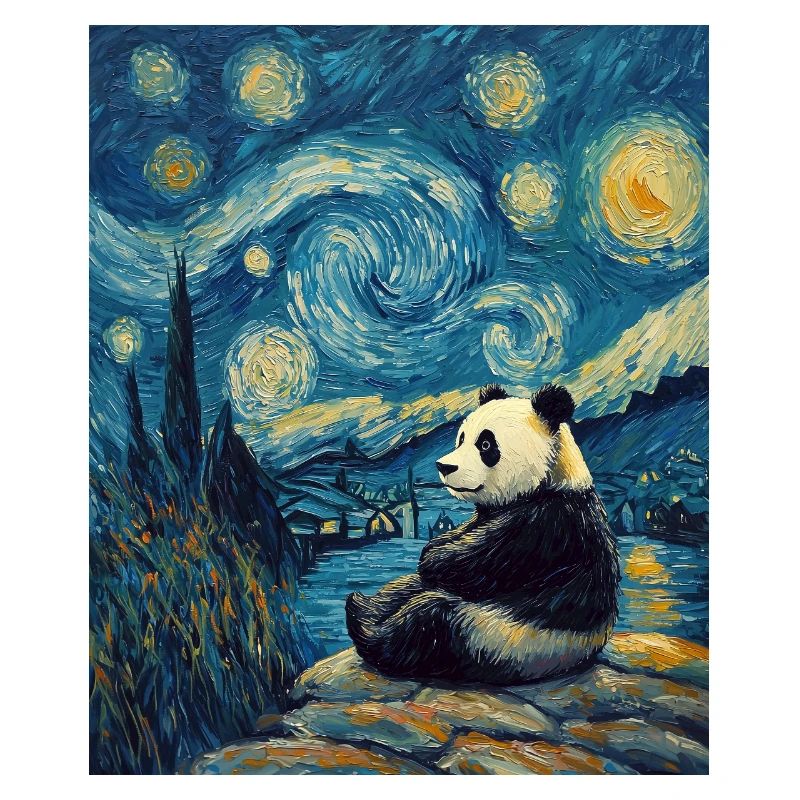Panda Bear Van Gogh Style Starry Night