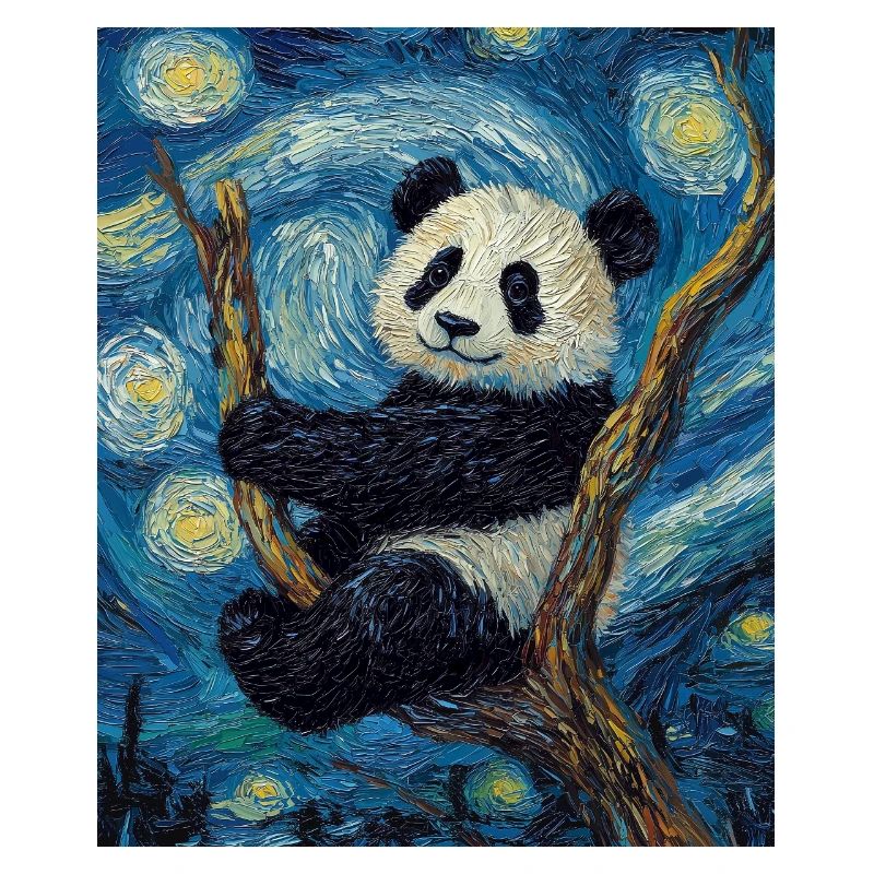 Panda Bear Van Gogh Style Starry Night