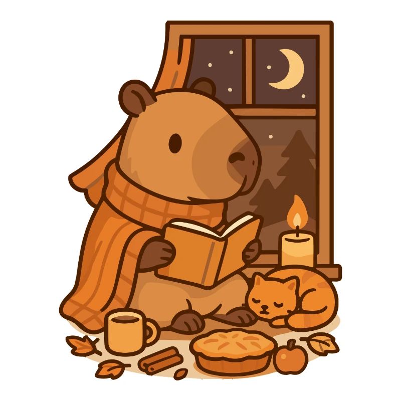 Capybara Reading Nook – Cozy Herbstabend