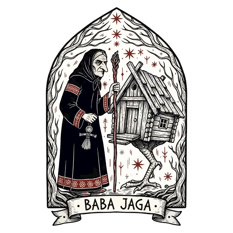 Baba Yaga Dark Slavic Witch Folk Art