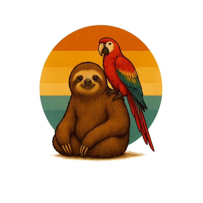 Sloth and parrot