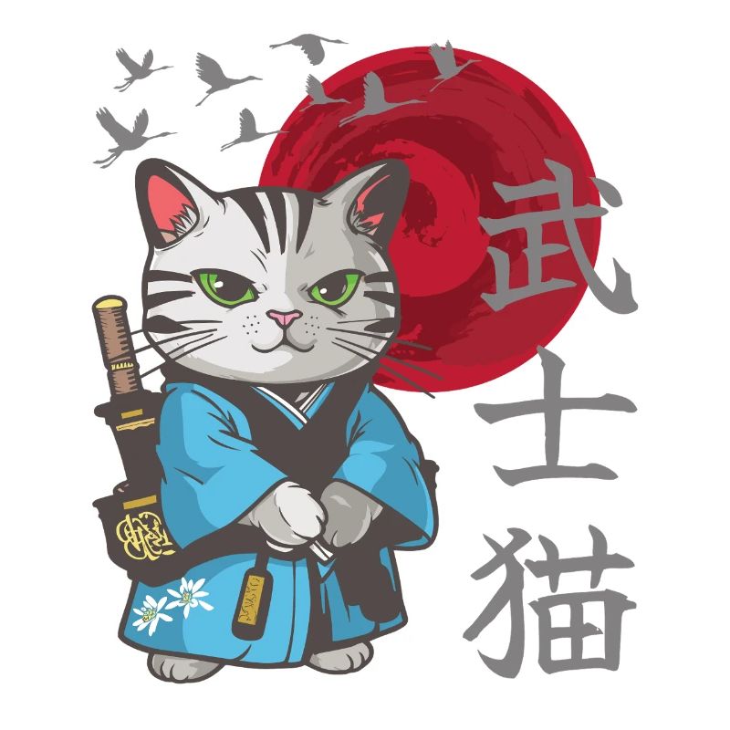 Katze Anime japanisch Samurai Kätzchen