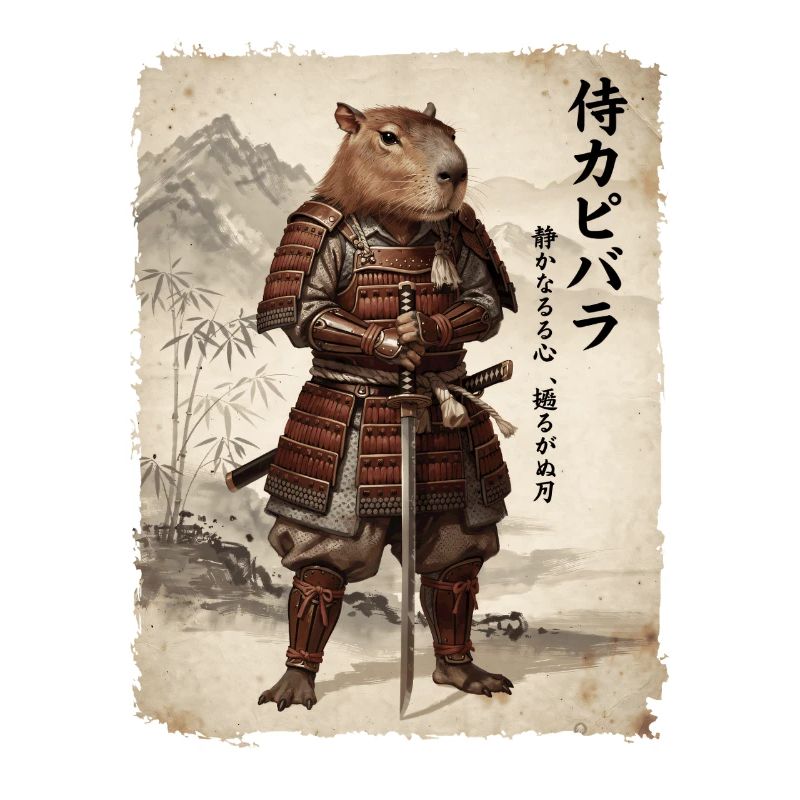 Samurai, Capybara, Japanese Art, Anime