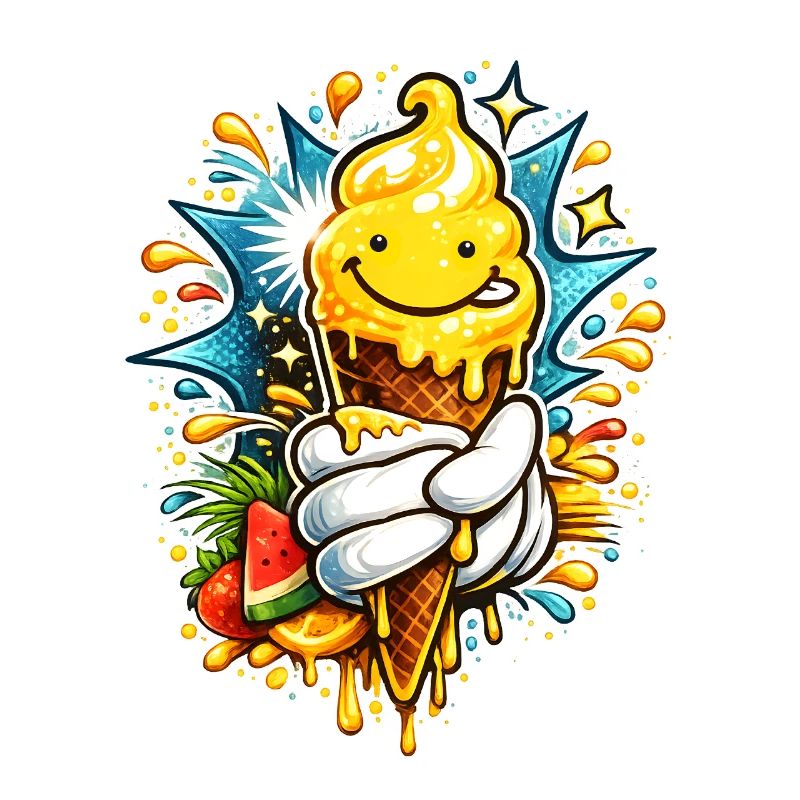 Fröhliche Schmelzende Eiscreme Illustration 