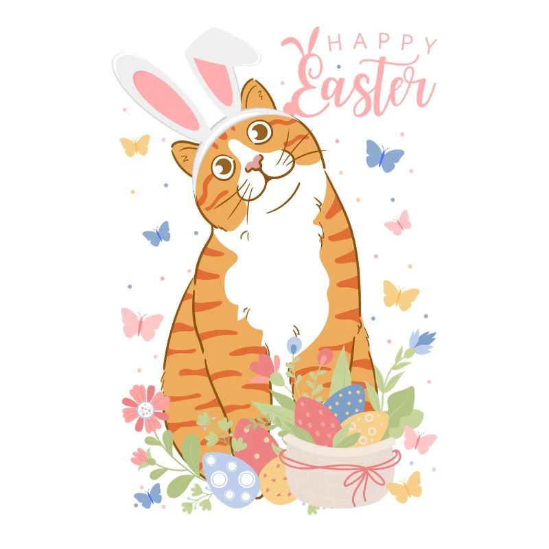 Pastel Easter Bunny with Floral Eggs