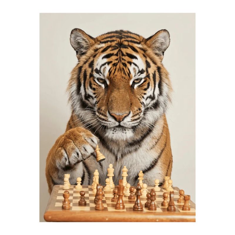 Tiger playing chess