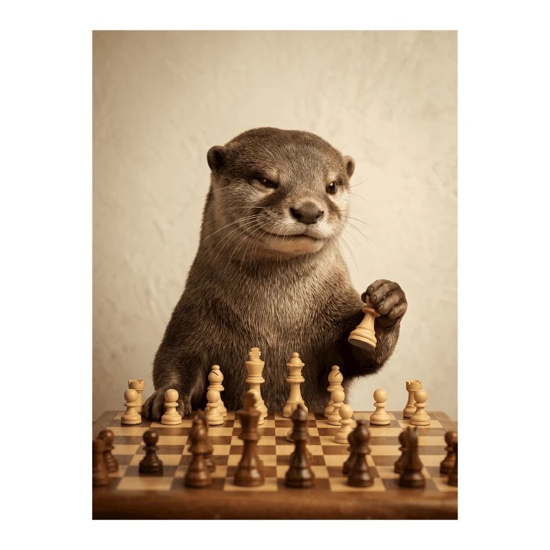 Otter playing chess