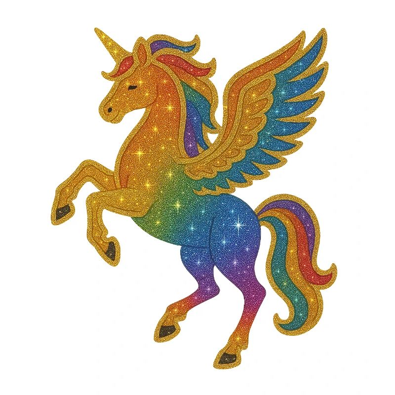 Glitzernde Regenbogen-Pegasus-Illustration