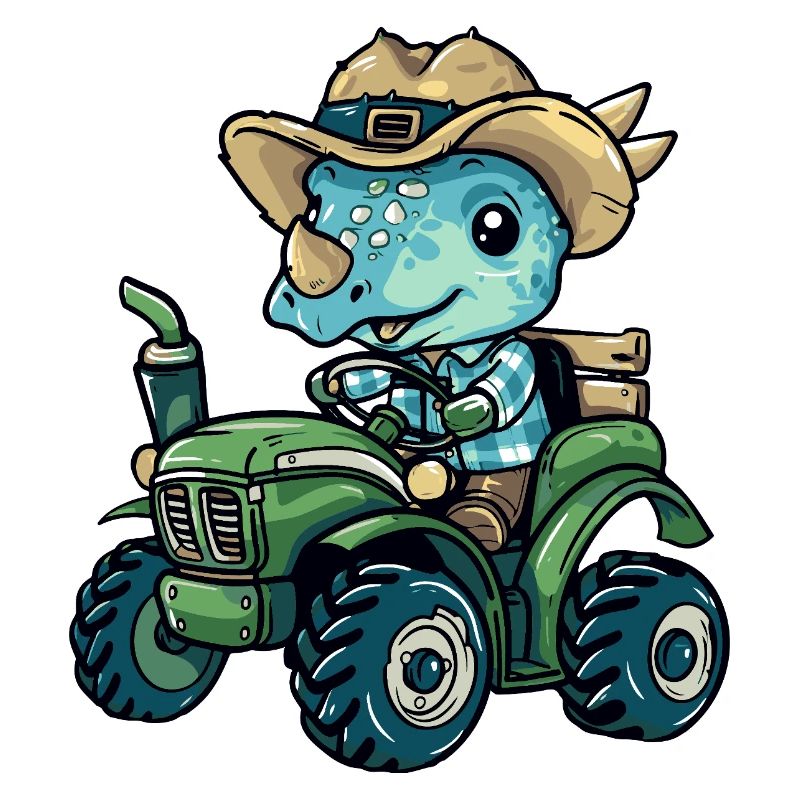 Dinosaur triceratops Tractor Farmer