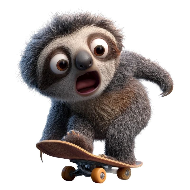 Faultier auf Skateboard Lustig Langsam Cool