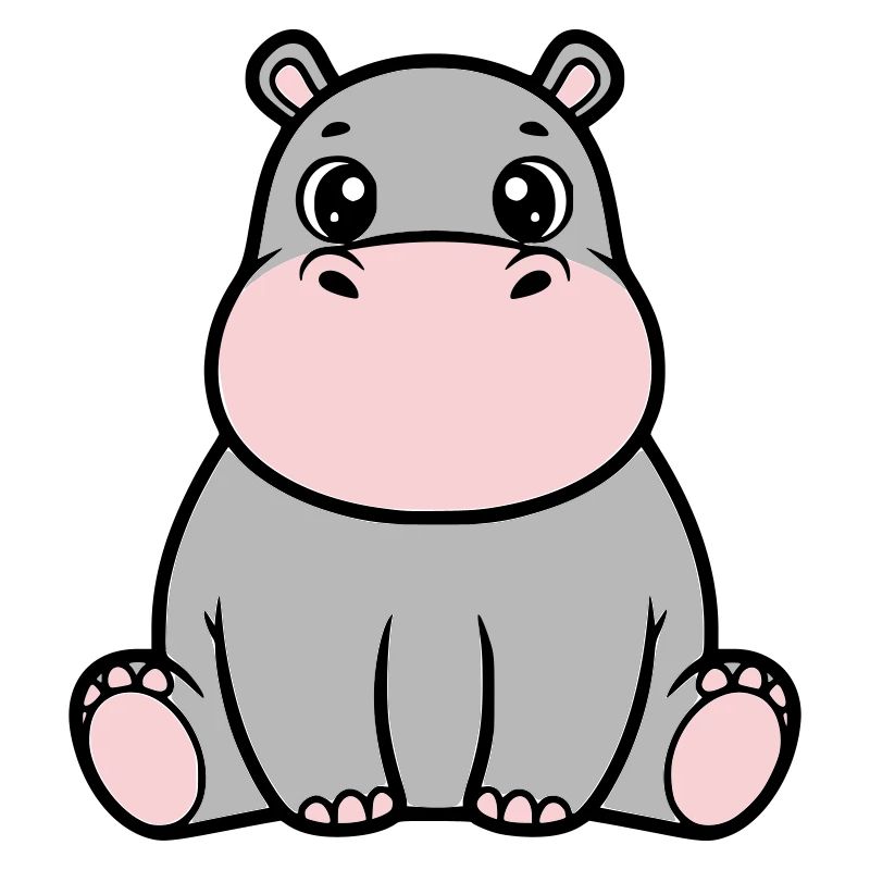 Bébé hippopotame mignon assis à Kawaii