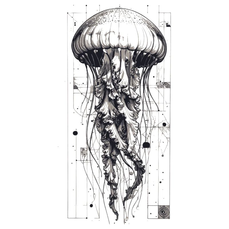Black and White Technok Jellyfish