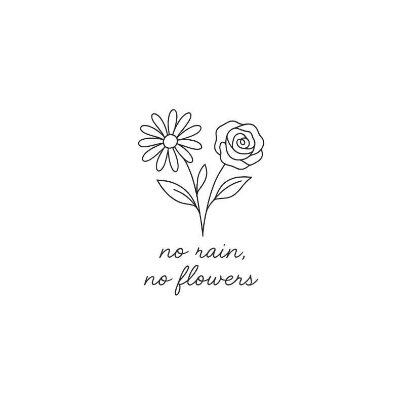 Pas de pluie, pas de fleurs - Dessin à la main, minimalisme